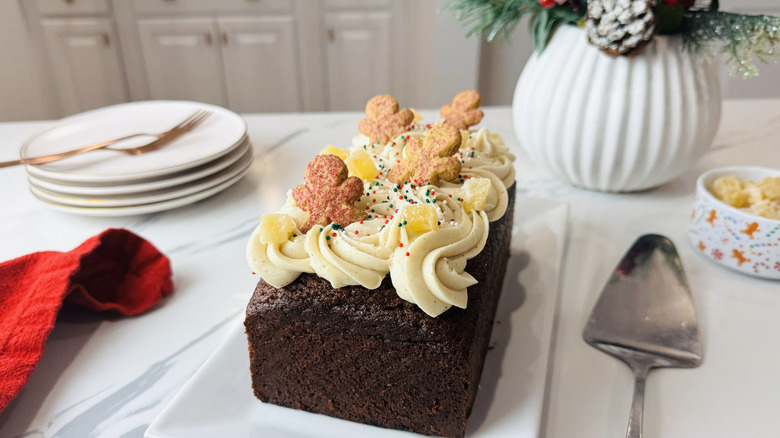 Spiced gingerbread loaf with brown butter cream cheese frosting