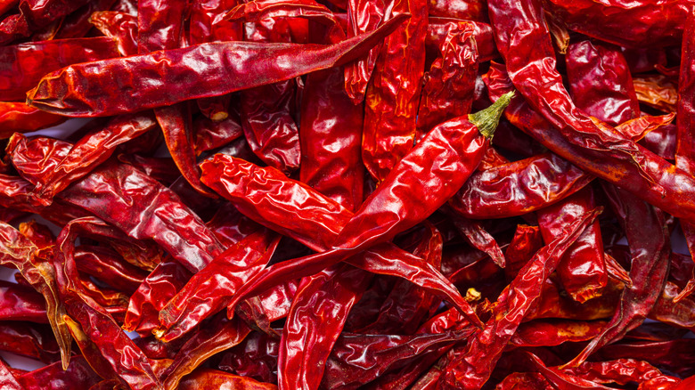 Dried red chilies.