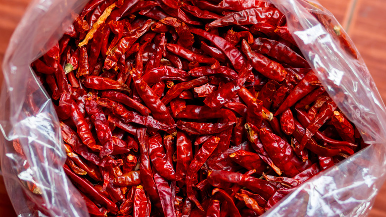 dried Thai chilies in bag