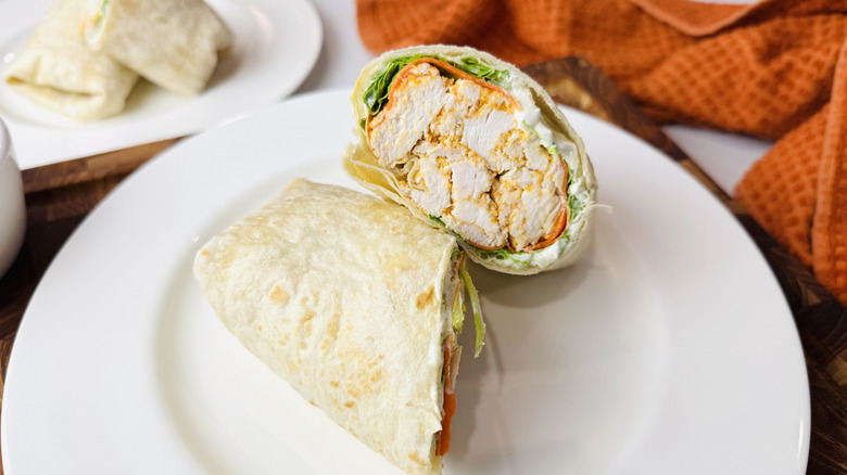 Buffalo chicken wrap on plate