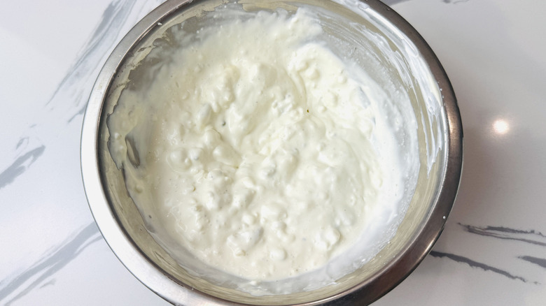 Blue cheese dressing in bowl