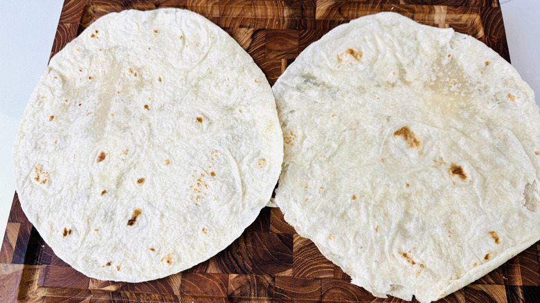 Tortillas on cutting board