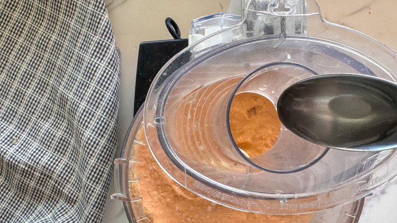 adding water to processor