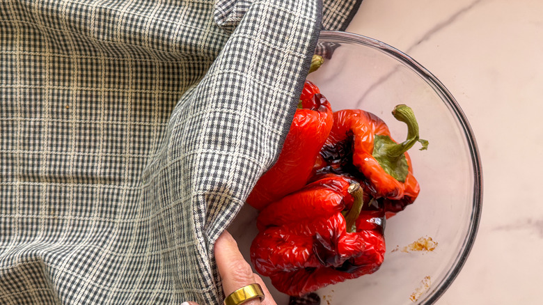 covering peppers with towel
