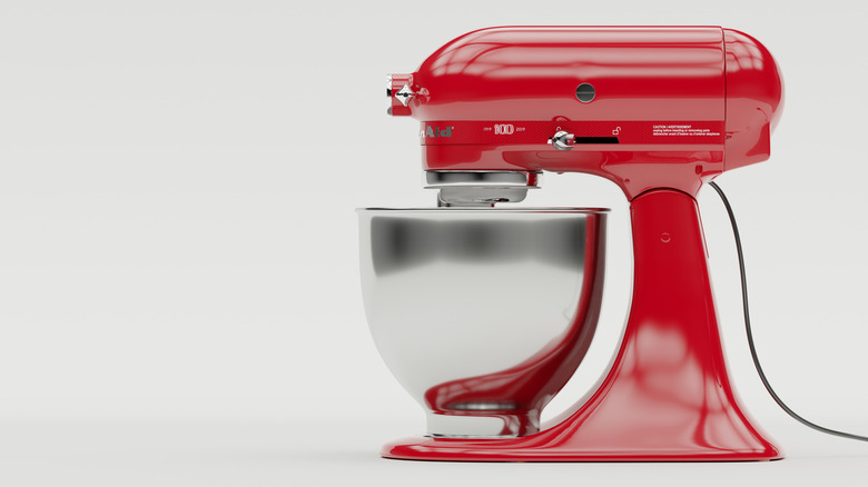 Red KitchenAid stand mixer