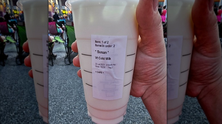 A glass of cold milk from Starbucks (for Susan)