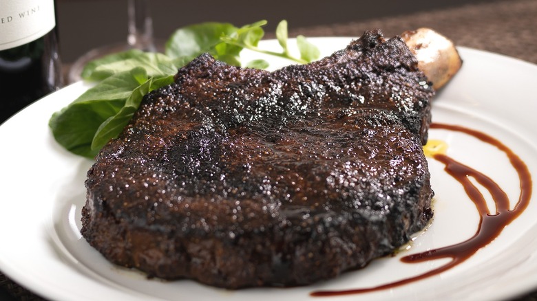 Fancy ribeye steak on plate