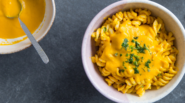 Pasta with orange veggie sauce