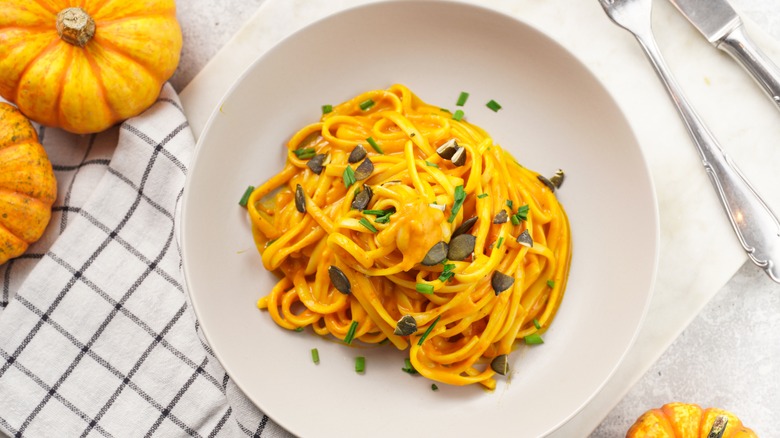Pasta with pumpkin sauce
