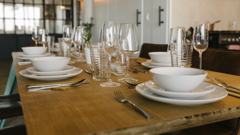 Table settings for dinner party