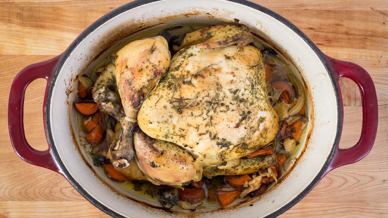 Roast chicken in Dutch oven