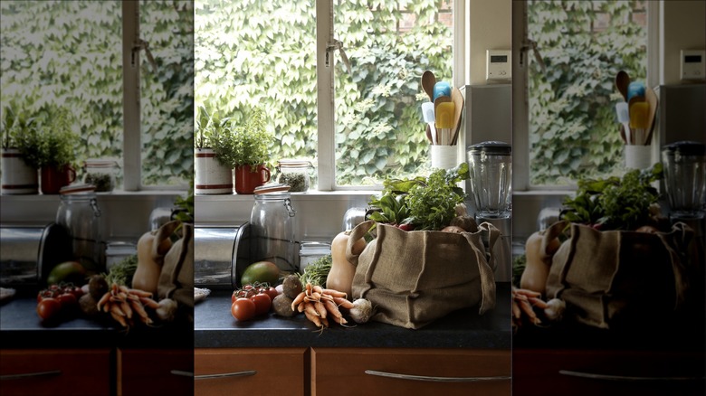 Fresh veggies on the counter