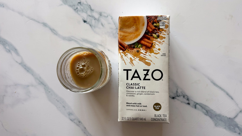 Classic chai latte on marble surface