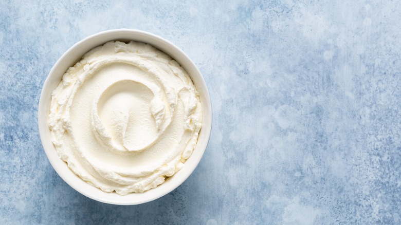 Whipped cottage cheese in a bowl