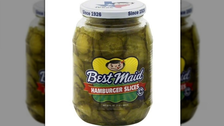 clear jar of green pickle slices