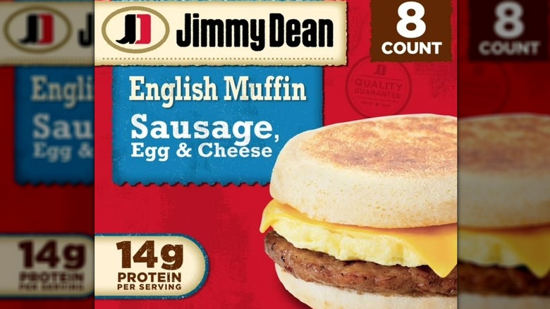 A box of frozen breakfast sandwiches