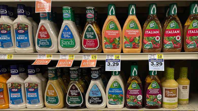 Salad dressing options at the grocery store