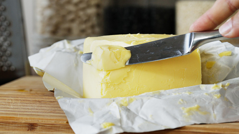 Butter on a knife