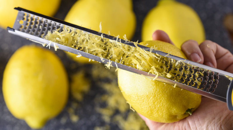 Lemon zest in a zester