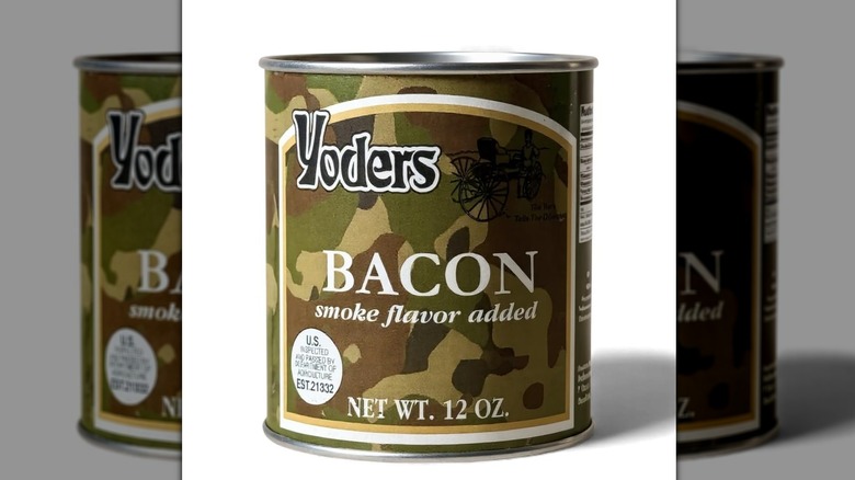 A can of Yoders bacon
