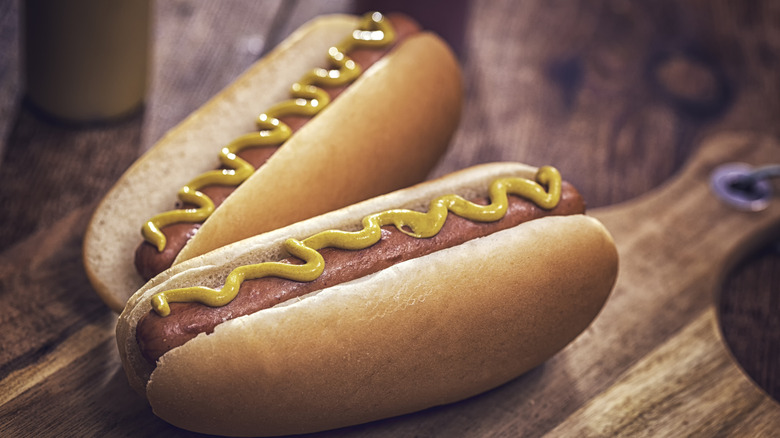 Hot dogs with mustard