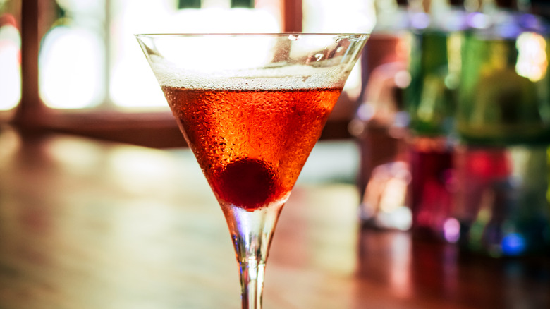 Close-up of a Manhattan cocktail