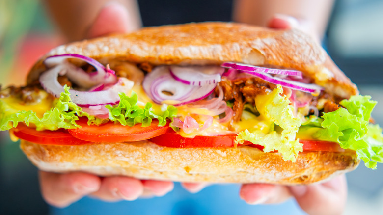 Sun sandwich on a baguette.