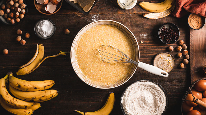 Bananas next to batter