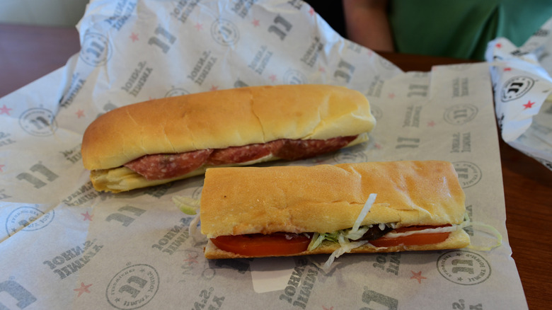 Two sandwiches from a Jimmy John's sandwich chain