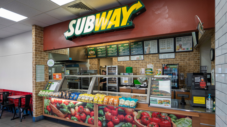 A subway restaurant's service counter