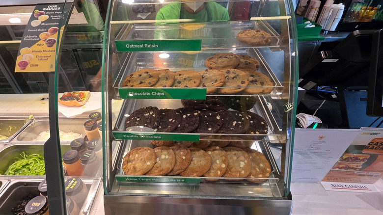 Subway cookies on display
