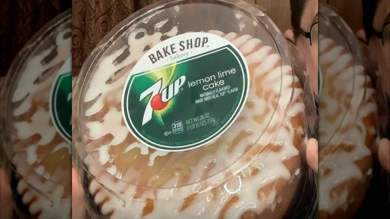 a package of 7 up cake that shows the frosting on top of it