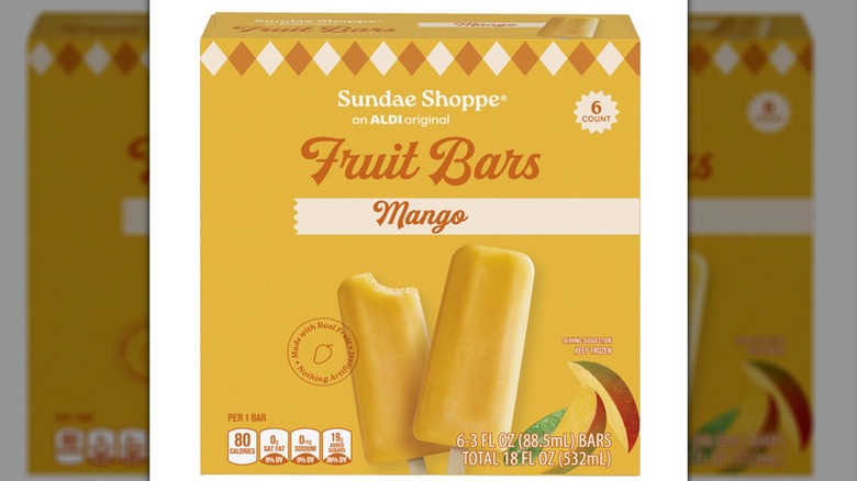 A package showing mango-flavored fruit bars on cover