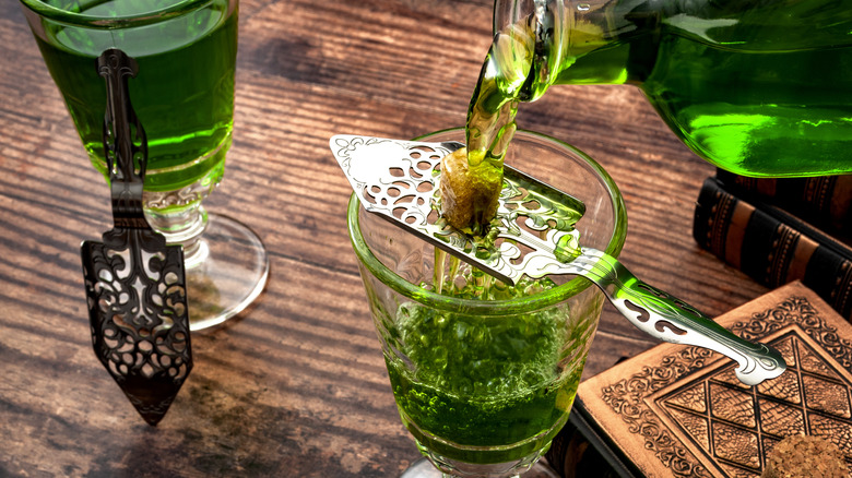 Absinthe poured over sugar cube