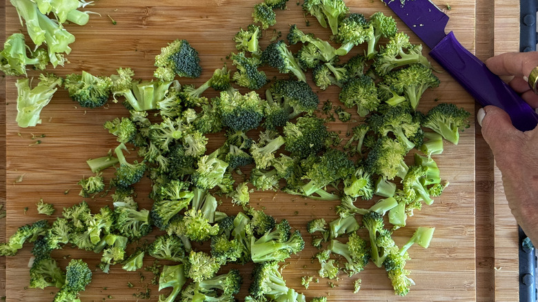 Broccoli florets on board
