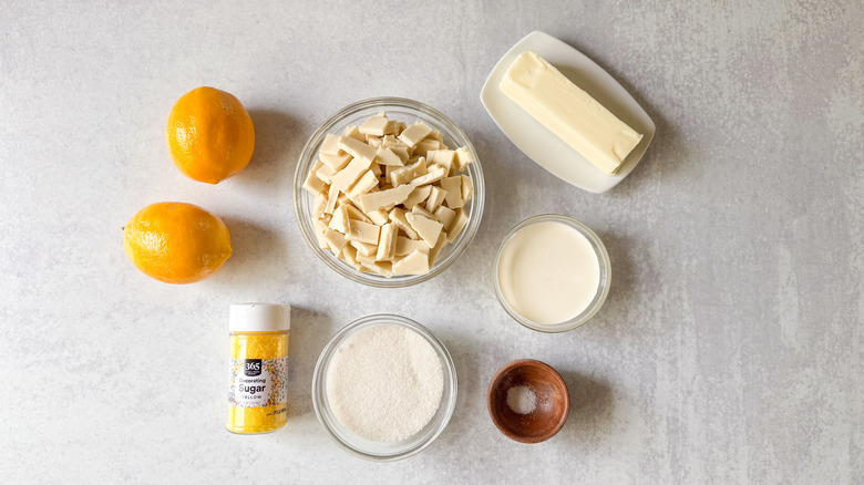 Sweet and simple lemon truffles ingredients on cutting board