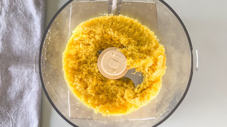Lemon sugar in food processor bowl