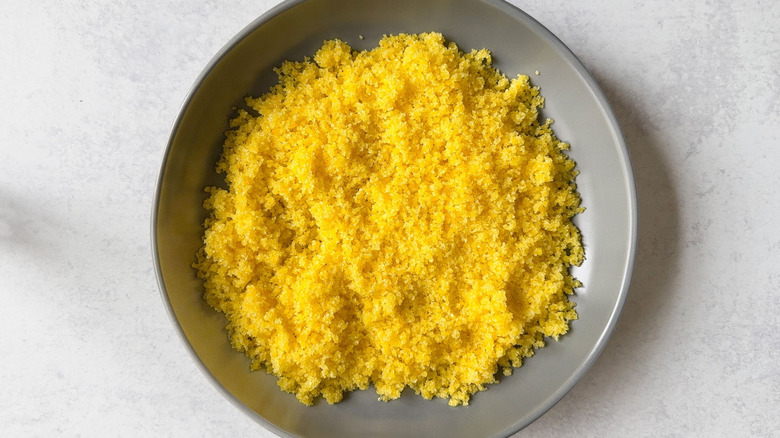 Lemon sugar in shallow bowl