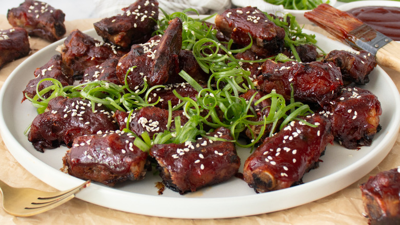 close up shot of barbecue riblets