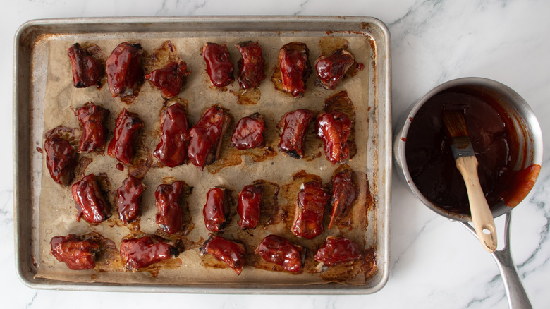 brush riblets with barbecue sauce