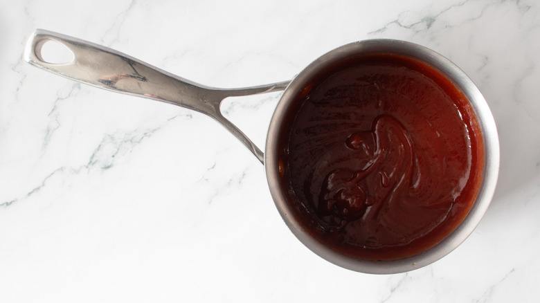 whisk and simmer barbecue sauce