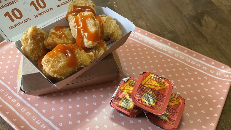 Hot Honey Sauce on Chicken McNuggets.