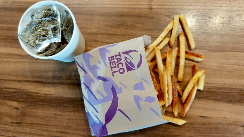 Taco Bell fries and drink