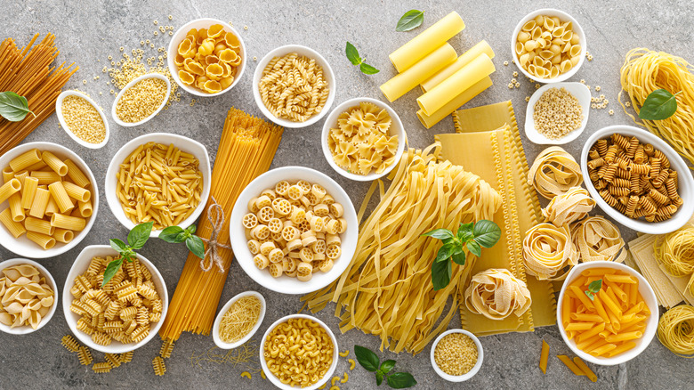 various dried pastas