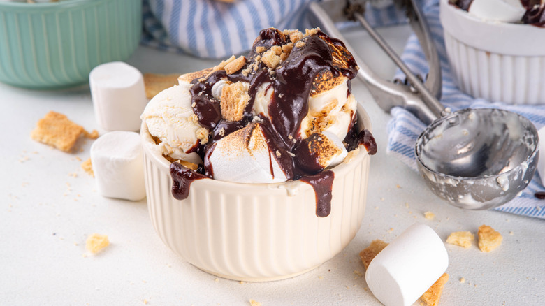 S'mores sundae with toasted marshmallows