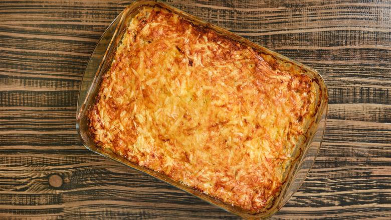 baked potato casserole in a glass dish