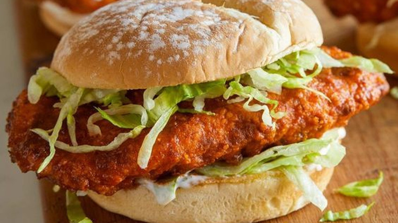 Nashville hot chicken sandwich with lettuce
