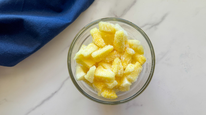 bowl of frozen pineapple