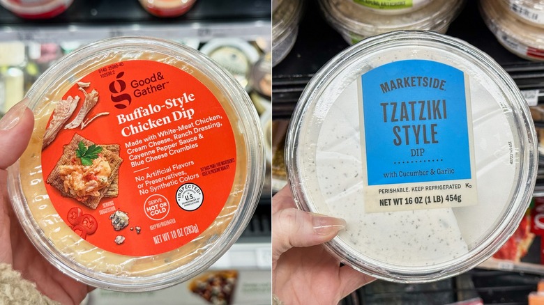 Buffalo dip and Tzatziki dip side by side