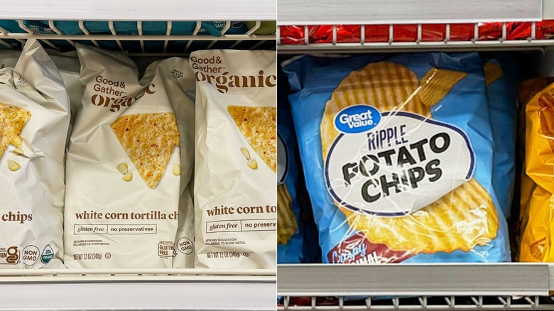 Bags of chips on the shelves